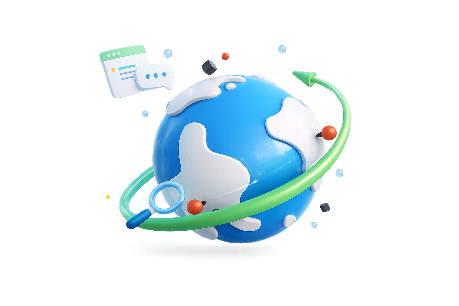 Notebook hero globe illustration