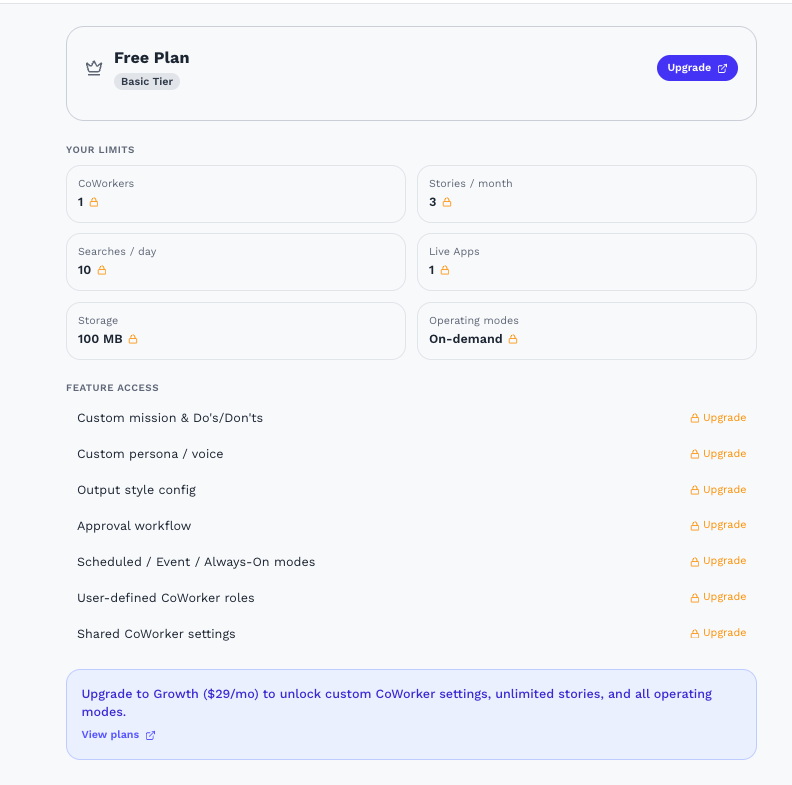 Friday subscription plans and feature access