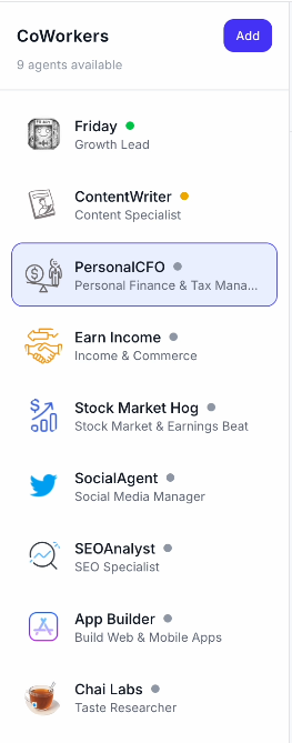 CoWorkers specialist list interface