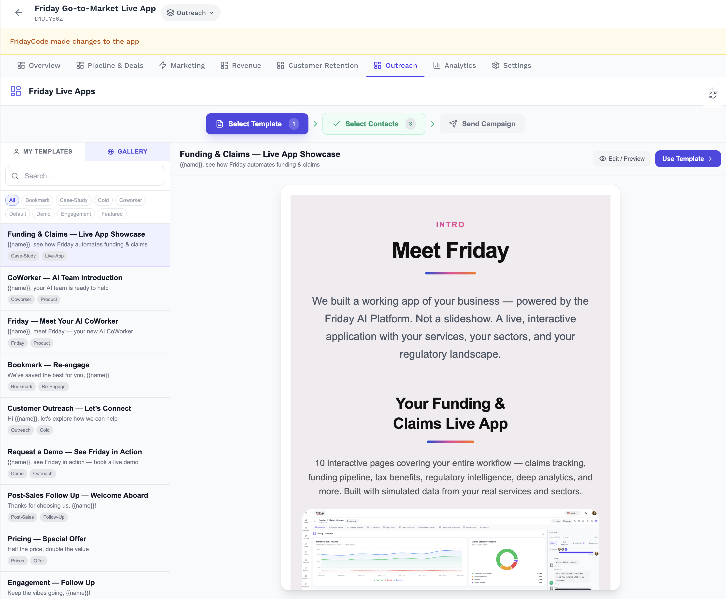 Outreach campaign dashboard