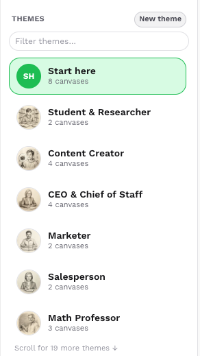 Friday CoWork All Recipes view showing ready-made workflows available from a Theme.