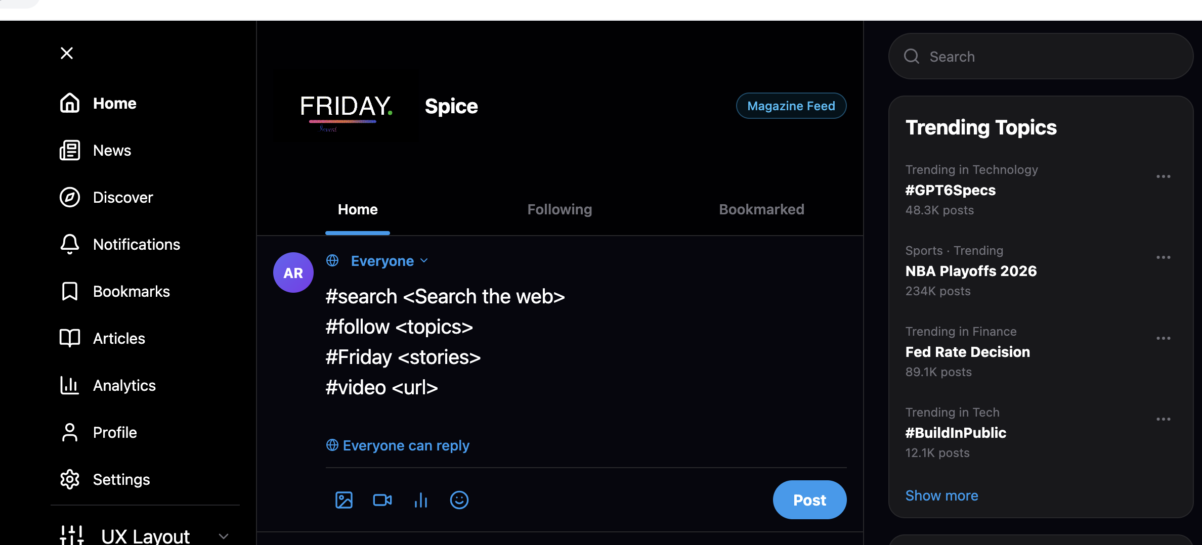 Friday Spice topic-based posting